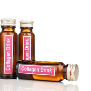 Collagen drinks in bottle as supplement for beauty, anti ageing and wellness